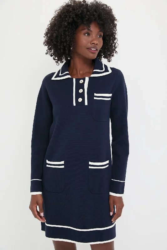 Midi dresses with patchwork patterns for a one - of - a - kind style Navy Eleonora Dress Midi dresses with patchwork patterns for a one - of - a - kind style Navy Eleonora Dress