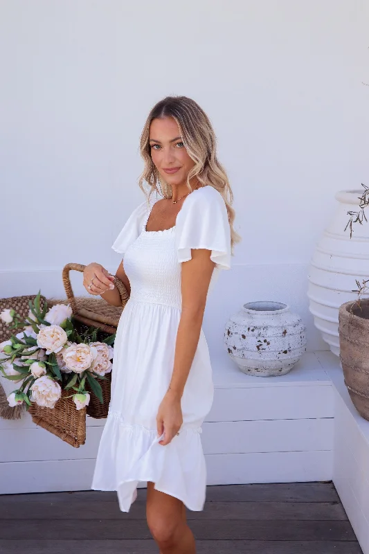 Mini dresses with ribbed textures for a unique appearance Honey Mini - White