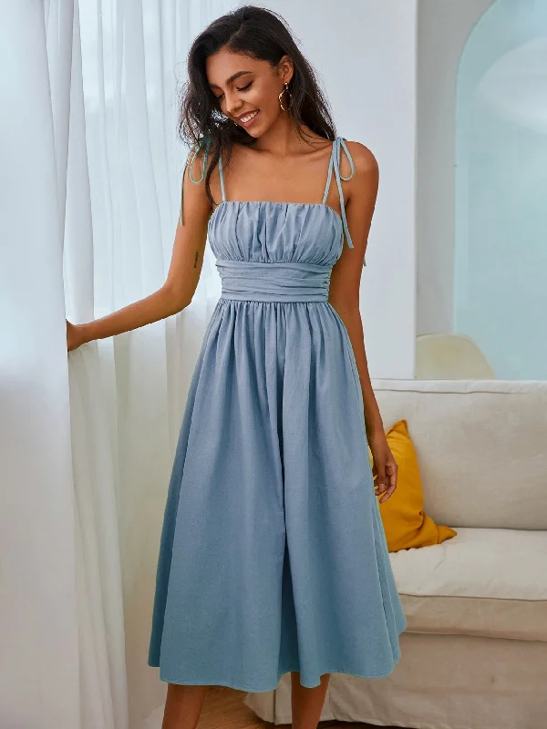 Mini dresses with wrap - around styles KittenAlarm - Knot Straps Ruched Bust Cami Dress Mini dresses with wrap - around styles KittenAlarm - Knot Straps Ruched Bust Cami Dress