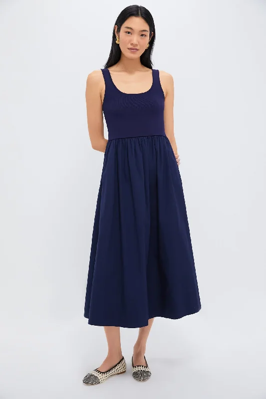 Midi dresses with tassel accents for a bohemian and free - spirited style Navy Mixed Media Juliette Dress