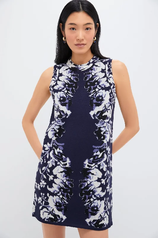 Midi dresses with embroidered accents for a unique and detailed design Indigo Reflection Knit Jacquard Marie Dress Midi dresses with embroidered accents for a unique and detailed design Indigo Reflection Knit Jacquard Marie Dress