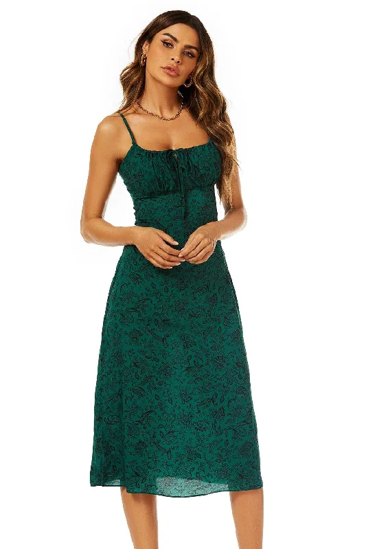 Midi dresses with side slits for a sexy and elegant appearance – Träger-Midikleid mit U-Ausschnitt und Schlüsselloch in Grün Midi dresses with side slits for a sexy and elegant appearance – Träger-Midikleid mit U-Ausschnitt und Schlüsselloch in Grün