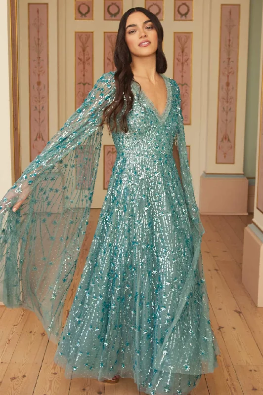 Midi dresses with ruffled bodices for a more pronounced feminine look Comet Ankle Gown Midi dresses with ruffled bodices for a more pronounced feminine look Comet Ankle Gown