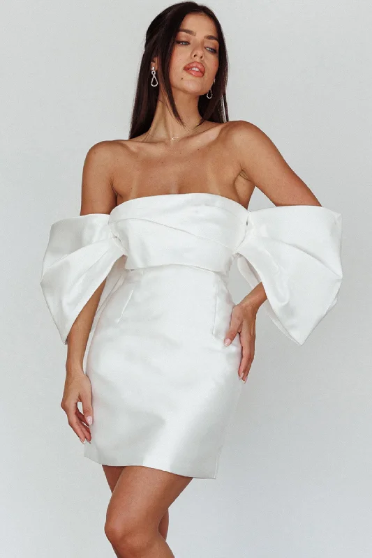 Metallic mini dresses for a glamorous event Magnolia Off-Shoulder Mini Dress White