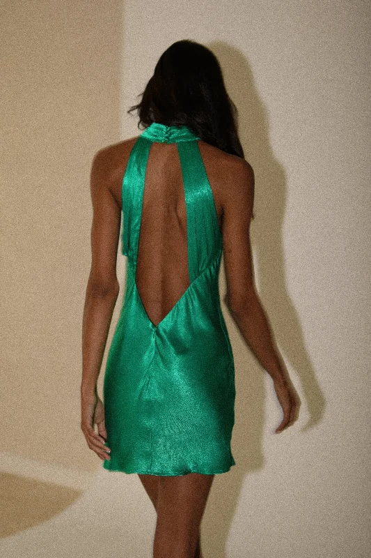 Mini dresses with button - down fronts Claire Shiny A Line Mini Dress - Green