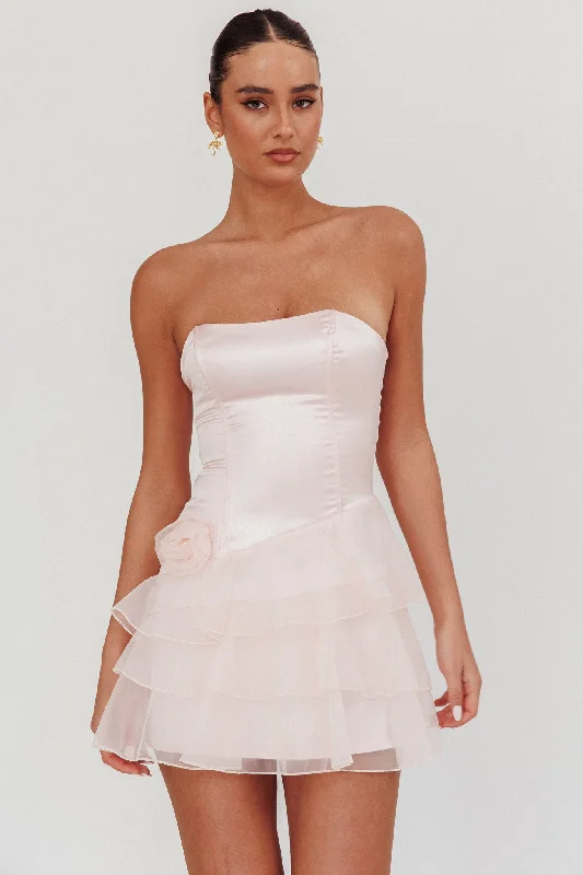 Mini dresses with pocket details for added functionality Bless Strapless Organza Ruffle Mini Dress Blush Mini dresses with pocket details for added functionality Bless Strapless Organza Ruffle Mini Dress Blush