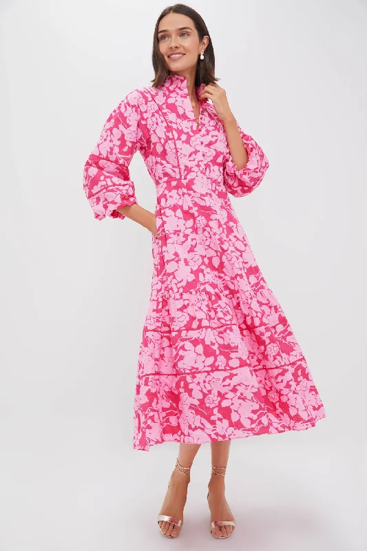 Midi dresses with abstract art prints for an artistic statement Pink Textured Floral Hillsborough Midi Dress Midi dresses with abstract art prints for an artistic statement Pink Textured Floral Hillsborough Midi Dress