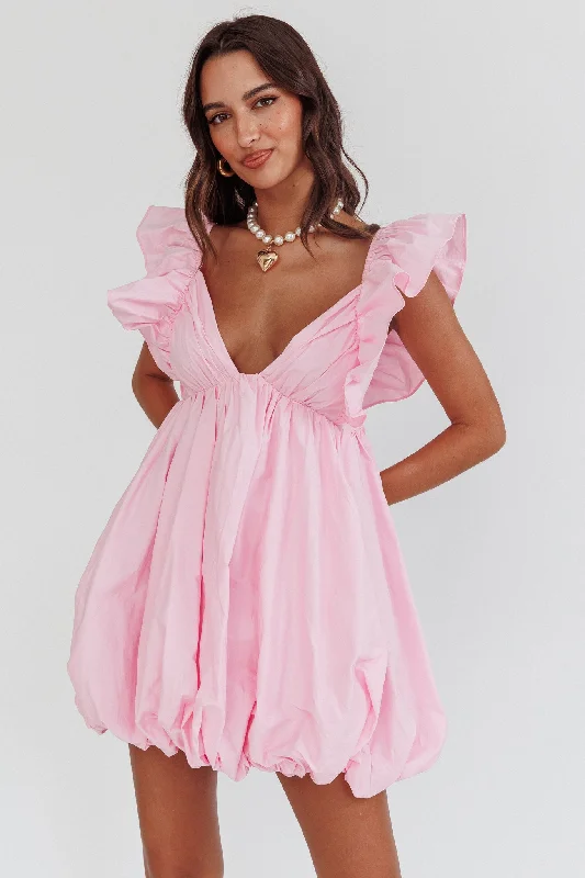 Mini dresses with keyhole necklines Horoscope Bubble Hem Mini Dress Blush