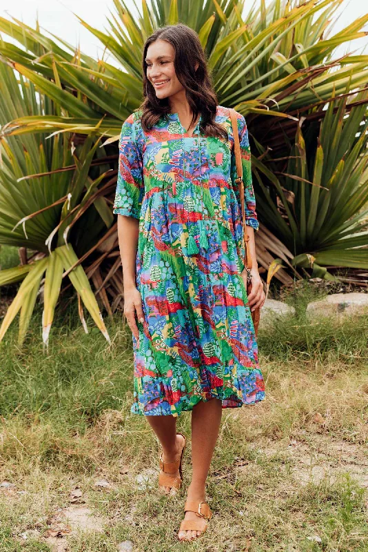 Midi dresses with asymmetric hems for a fashion - forward and dynamic appearance Milana Green Serenity Crinkle Cotton Dress