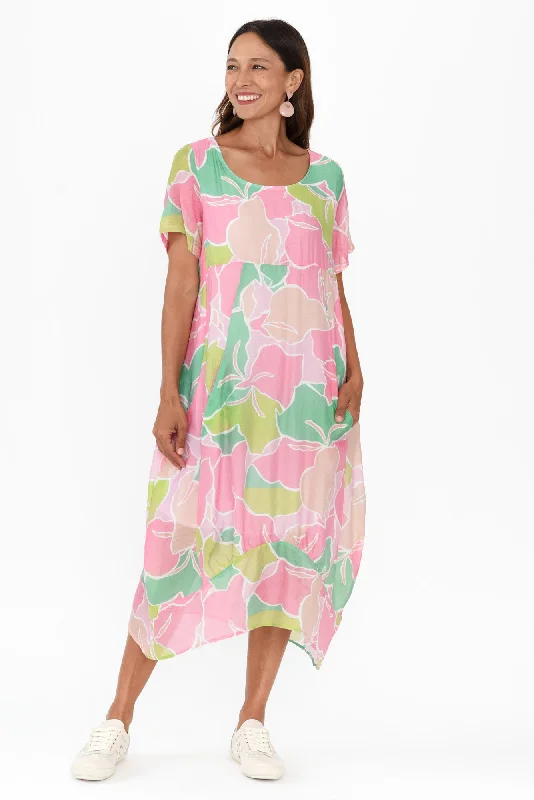 Velvet midi dresses in jewel tones for a glamorous winter event Connie Pink Floral Pocket Dress Velvet midi dresses in jewel tones for a glamorous winter event Connie Pink Floral Pocket Dress