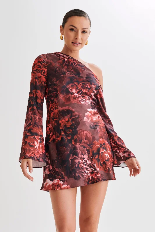 Mini dresses with beaded embellishments for a fancy event Nikita Long Sleeve Mini Dress - Peony Print Mini dresses with beaded embellishments for a fancy event Nikita Long Sleeve Mini Dress - Peony Print