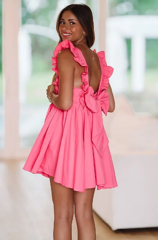 Midi dresses with lace - up fronts for a unique and adjustable style Bettina Mini Dress - Fuchsia Midi dresses with lace - up fronts for a unique and adjustable style Bettina Mini Dress - Fuchsia