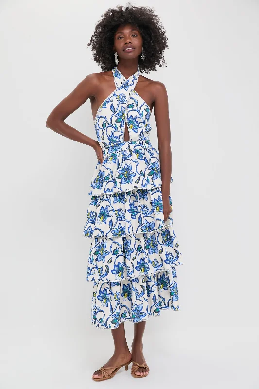 Midi dresses with sheer panels for a touch of allure Porcelain Floral Berkley Dress