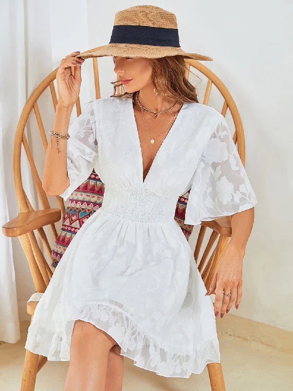 Mini dresses with pleated skirts for a classic look Morgana Cotton Eyelet Button Down Dress - Off White Mini dresses with pleated skirts for a classic look Morgana Cotton Eyelet Button Down Dress - Off White