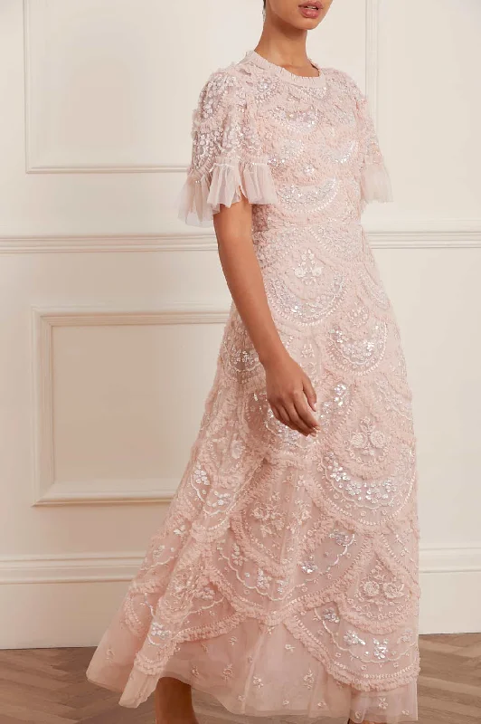 Midi dresses with mesh inserts for a trendy and breathable option Carmen Ruffle Ankle Gown Midi dresses with mesh inserts for a trendy and breathable option Carmen Ruffle Ankle Gown