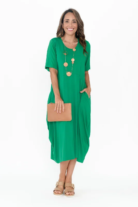 A - line midi dresses with floral prints for spring brunches Samiya Green Bamboo Dress A - line midi dresses with floral prints for spring brunches Samiya Green Bamboo Dress