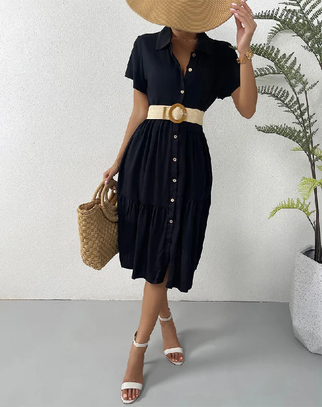 Floral print mini dresses for summer parties Maria Floral Shimmer Button Down Dress