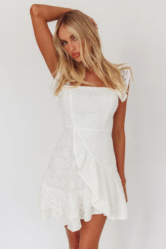 Mini dresses with embroidered details for a unique touch Verona Off-Shoulder Ruffle Mini Dress White Mini dresses with embroidered details for a unique touch Verona Off-Shoulder Ruffle Mini Dress White