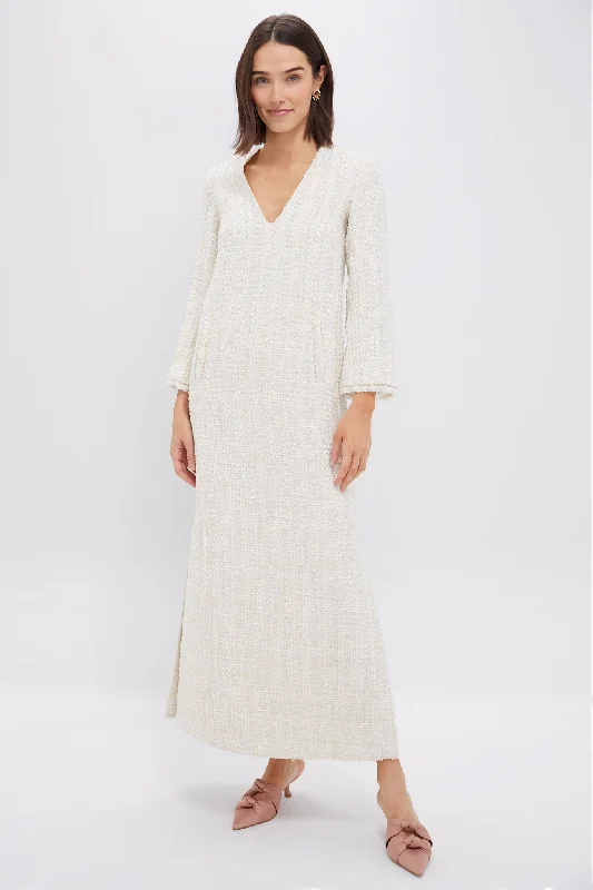 Midi dresses with sheer panels for a touch of allure Cream Eponine Tweed Dress