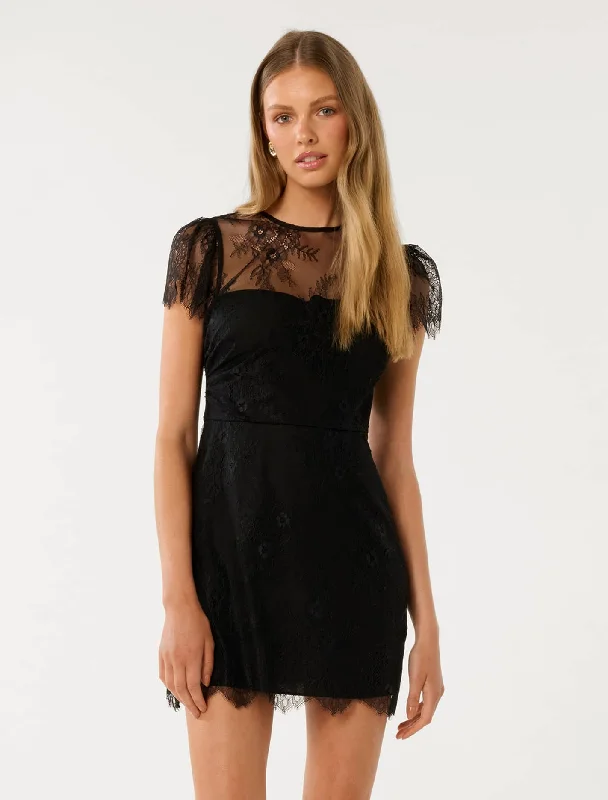 Leather mini dresses for a edgy style Gia Lace Mini Dress