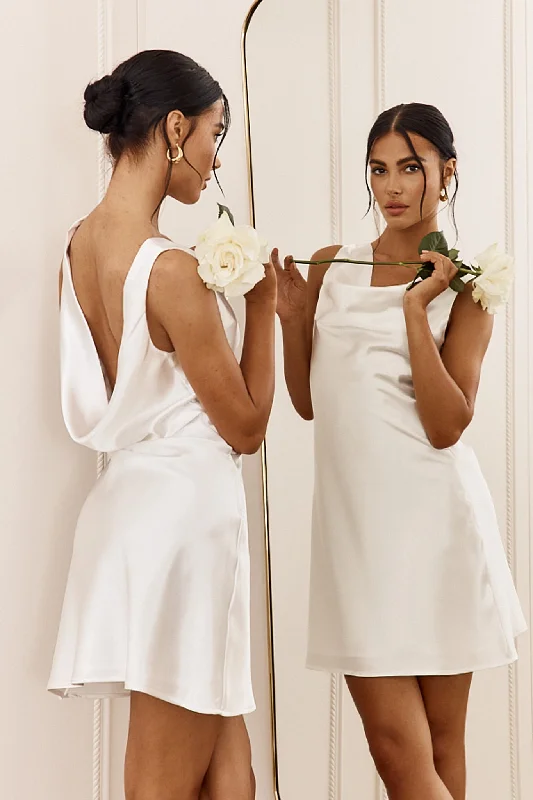 Mini dresses with empire waists for a flattering fit Casablanca Night Cowl Mini Dress White Mini dresses with empire waists for a flattering fit Casablanca Night Cowl Mini Dress White