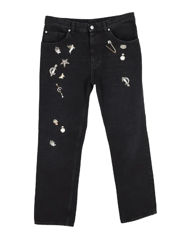 Skinny women jeans with a form - fitting designAlexander McQueen Embellished Jeans in Black Cotton Denim Skinny women jeans with a form - fitting designAlexander McQueen Embellished Jeans in Black Cotton Denim