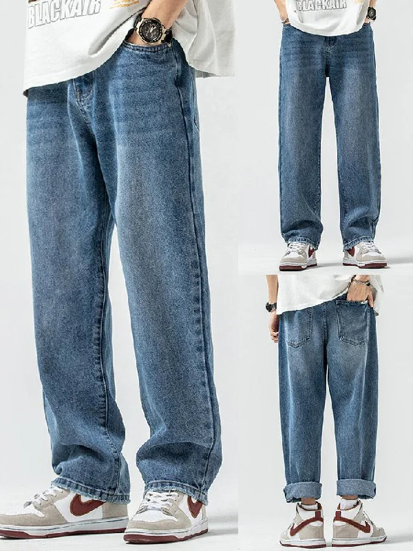 Light - wash women jeans for a fresh and summery appearanceBasic Wide-leg Drape Jeans Light - wash women jeans for a fresh and summery appearanceBasic Wide-leg Drape Jeans