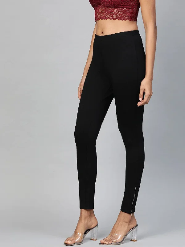 Women's Seamless Compression Tight Trousers in Gray for Fitness and Yoga SessionsBlack Zipper-at-Hem Jeggings Women's Seamless Compression Tight Trousers in Gray for Fitness and Yoga SessionsBlack Zipper-at-Hem Jeggings