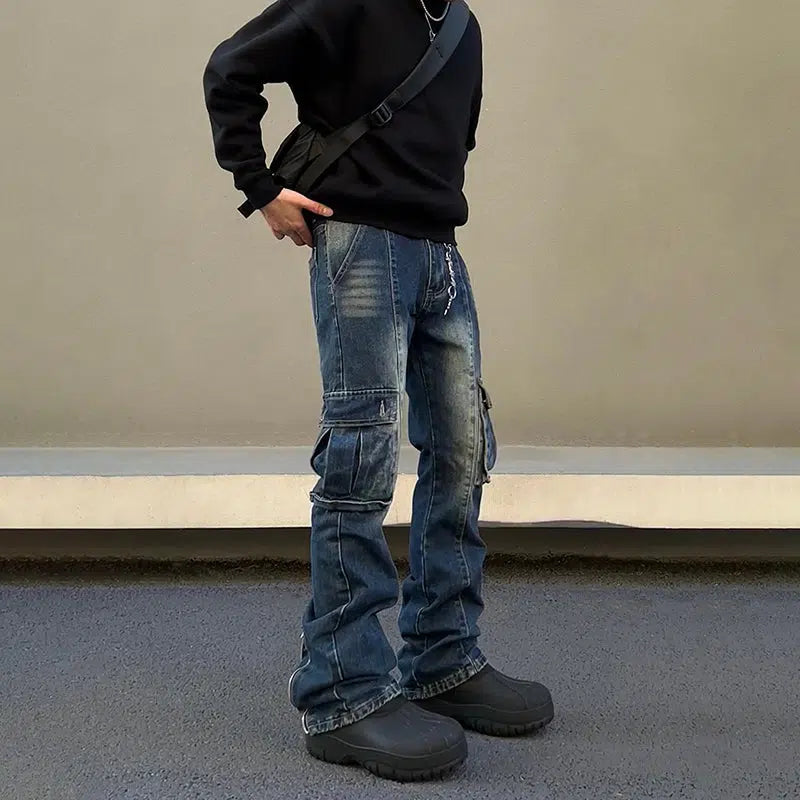 Skinny women jeans with a form - fitting designBlue Slim Fit Multi-pocket Cargo Jeans Skinny women jeans with a form - fitting designBlue Slim Fit Multi-pocket Cargo Jeans