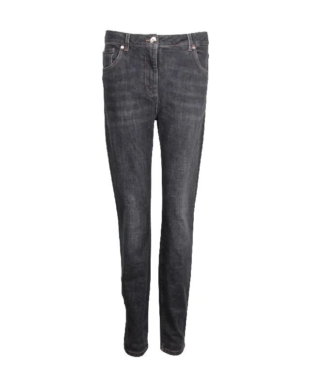 Button - fly women jeans with a traditional touchBrunello Cucinelli Slim Fir Jeans in Dark Blue Cotton Button - fly women jeans with a traditional touchBrunello Cucinelli Slim Fir Jeans in Dark Blue Cotton