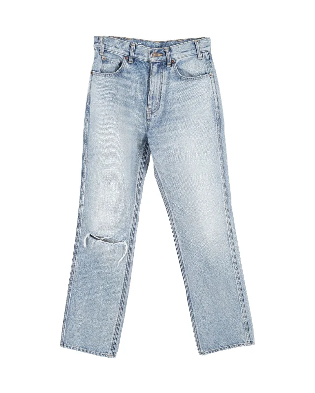 Colored women jeans in vibrant hues like red and yellowCeline Ripped Washed Denim Jeans in Blue Cotton Colored women jeans in vibrant hues like red and yellowCeline Ripped Washed Denim Jeans in Blue Cotton