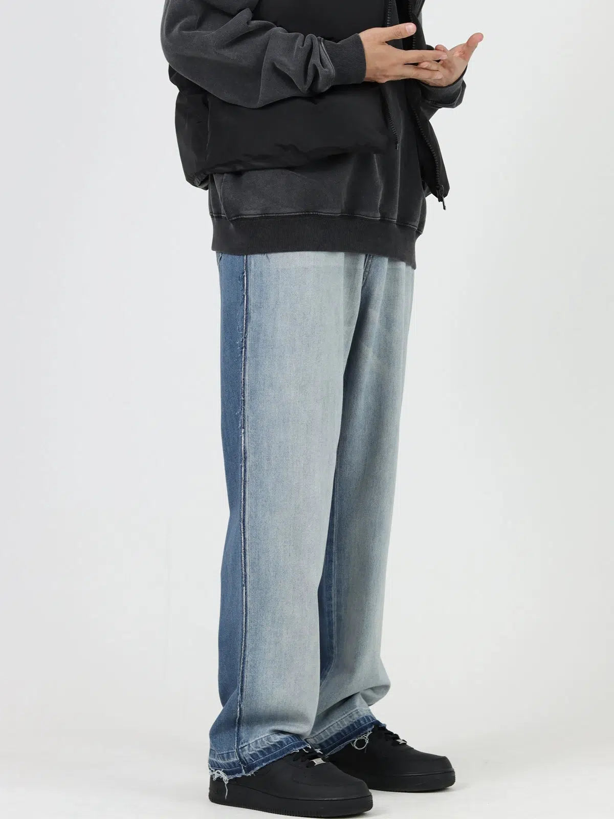 Skinny women jeans with a form - fitting designColor-blocked Wide-legged Jeans