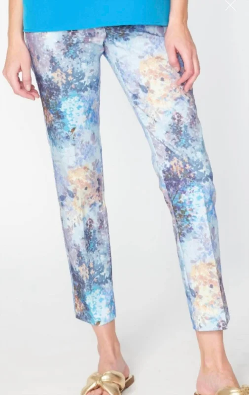 Plus Size Women's Embroidered Tight Trousers in White for a Feminine and Elegant StyleFront Zip Ankle Pant Monet In Blue Multi Plus Size Women's Embroidered Tight Trousers in White for a Feminine and Elegant StyleFront Zip Ankle Pant Monet In Blue Multi