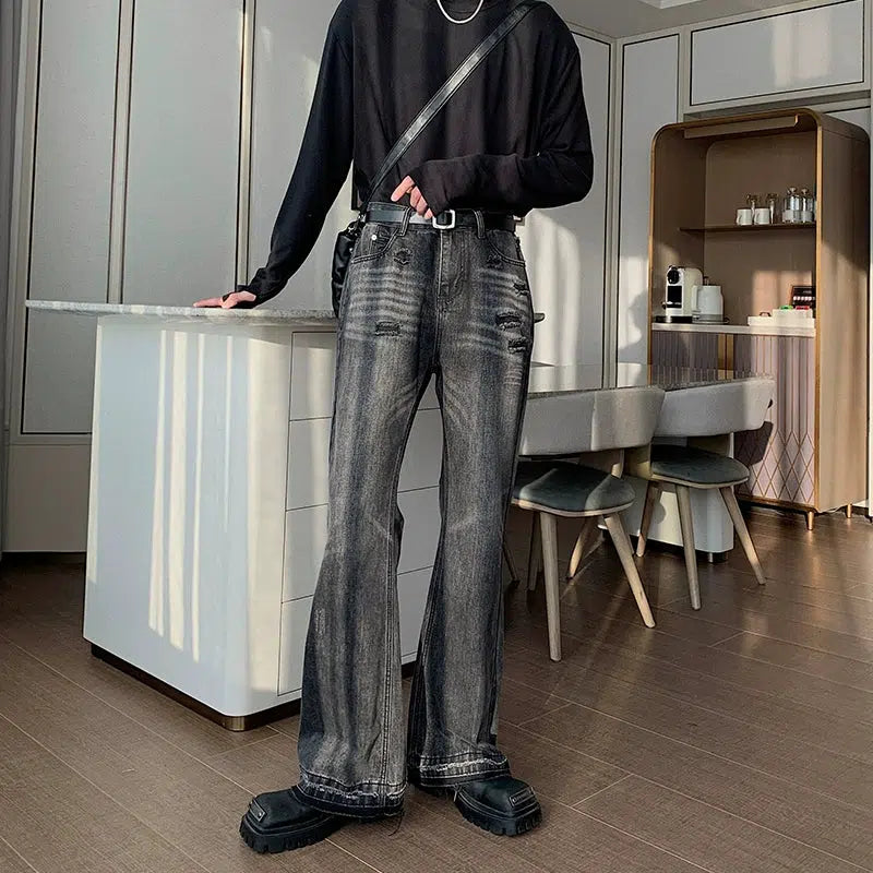 Ripped women jeans for a rebellious and fashion - forward styleHigh Waist Straight Leg Washed Jeans Ripped women jeans for a rebellious and fashion - forward styleHigh Waist Straight Leg Washed Jeans