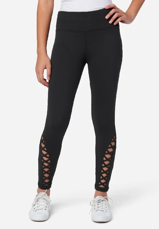 Women's Tight Trousers with Drawstring Waist in Khaki for a Relaxed and Adjustable FitLattice Ankle Detail Legging Women's Tight Trousers with Drawstring Waist in Khaki for a Relaxed and Adjustable FitLattice Ankle Detail Legging