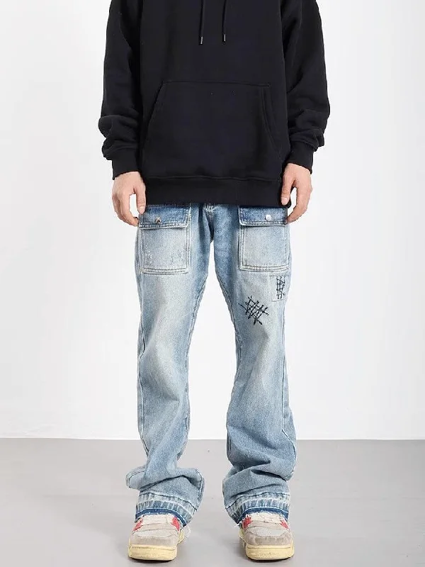 Straight - leg women jeans with a classic and timeless appealMulti-pocket Embroidered Jeans Straight - leg women jeans with a classic and timeless appealMulti-pocket Embroidered Jeans