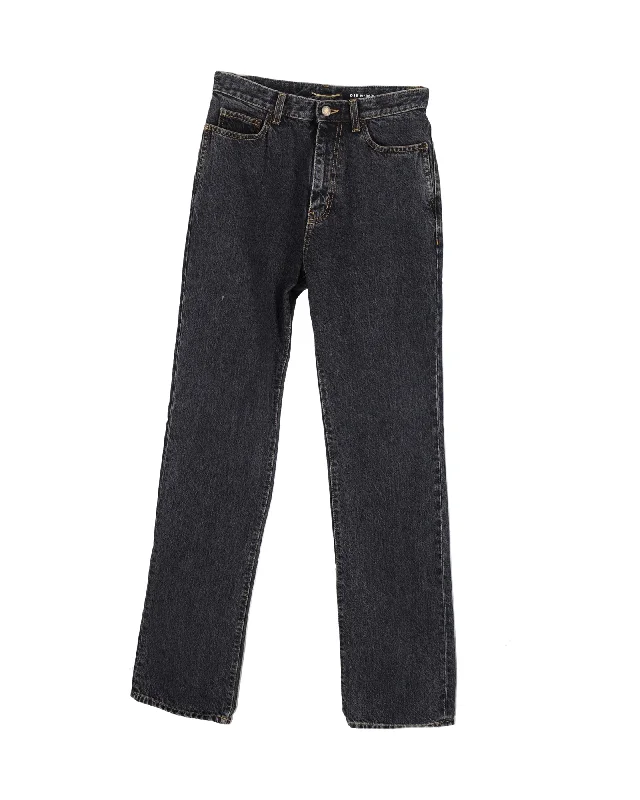 Wide - leg women jeans for a modern and relaxed vibeSaint Laurent Straight-Leg Denim Jeans in Dark Grey Cotton Wide - leg women jeans for a modern and relaxed vibeSaint Laurent Straight-Leg Denim Jeans in Dark Grey Cotton