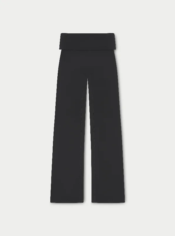 Women's Tight Trousers with Elastic Waistband in Black for Easy and Comfortable WearSCULPTING STRETCH FOLDOVER WAISTBAND YOGA PANTS - BLACK Women's Tight Trousers with Elastic Waistband in Black for Easy and Comfortable WearSCULPTING STRETCH FOLDOVER WAISTBAND YOGA PANTS - BLACK