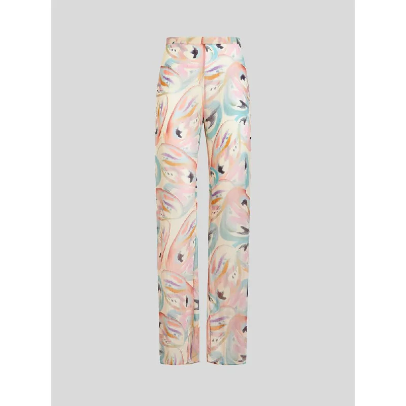 Women's Tight Trousers with Mesh Panels in Black for a Sexy and Modern AppearanceSilk Trousers With Butterfly Pattern Women's Tight Trousers with Mesh Panels in Black for a Sexy and Modern AppearanceSilk Trousers With Butterfly Pattern