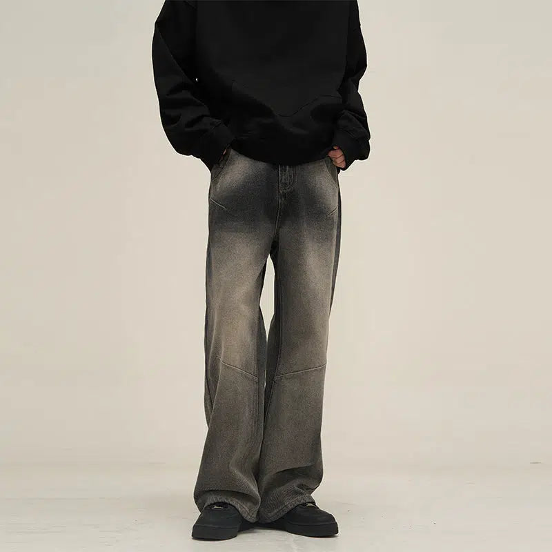 Ripped women jeans for a rebellious and fashion - forward styleSmoke Gray Straight-leg Jeans Ripped women jeans for a rebellious and fashion - forward styleSmoke Gray Straight-leg Jeans