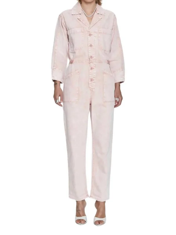 Women's Metallic Tight Trousers in Gold for a Glamorous Party EnsembleTanner Longsleeve Field Jumpsuit In Pink Women's Metallic Tight Trousers in Gold for a Glamorous Party EnsembleTanner Longsleeve Field Jumpsuit In Pink