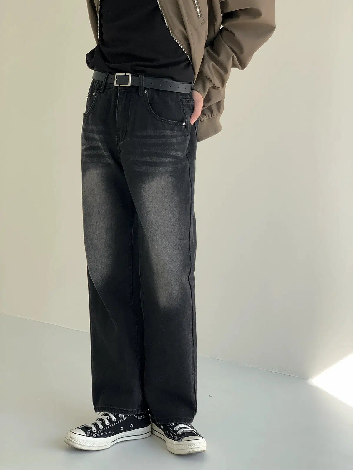 Embellished women jeans with studs or rhinestones for a glamorous touchWashed Black Straight Leg Jeans Embellished women jeans with studs or rhinestones for a glamorous touchWashed Black Straight Leg Jeans