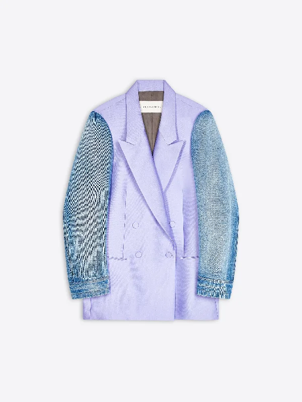 Women's Notched Lapel Blazers in Beige for a Timeless OutfitDouble-breasted blazer
