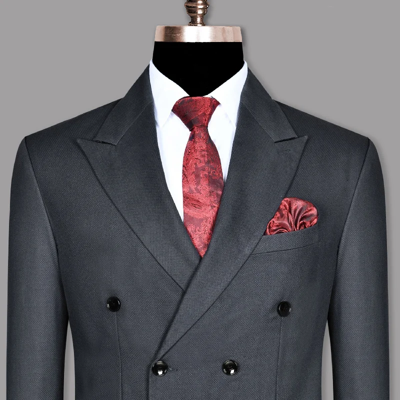 Plus Size Women's Cropped Velvet Blazers in Burgundy for a Night OutAnchor Grey Textured Premium Cotton Double Breasted Blazer Plus Size Women's Cropped Velvet Blazers in Burgundy for a Night OutAnchor Grey Textured Premium Cotton Double Breasted Blazer