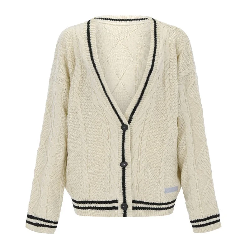 boyfriend style women cardigan for a relaxed fitAmy Fashion - Beige V-neck Star Embroidery Cardigan boyfriend style women cardigan for a relaxed fitAmy Fashion - Beige V-neck Star Embroidery Cardigan