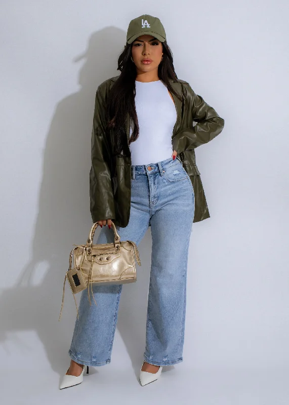 Plus Size Women's Double - Breasted Wool Blazers for Winter Office WearCatching Looks Faux Leather Jacket Green Plus Size Women's Double - Breasted Wool Blazers for Winter Office WearCatching Looks Faux Leather Jacket Green