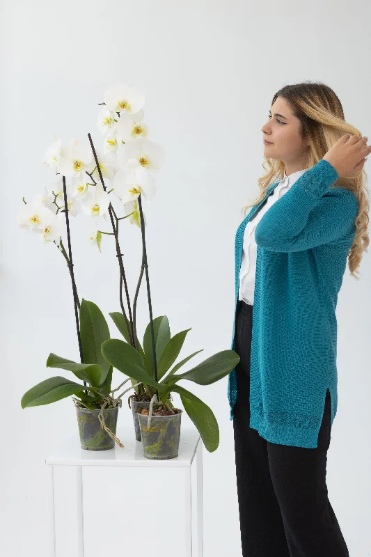 hooded women cardigan for added warmth and styleClassic cardigan turquoise cotton