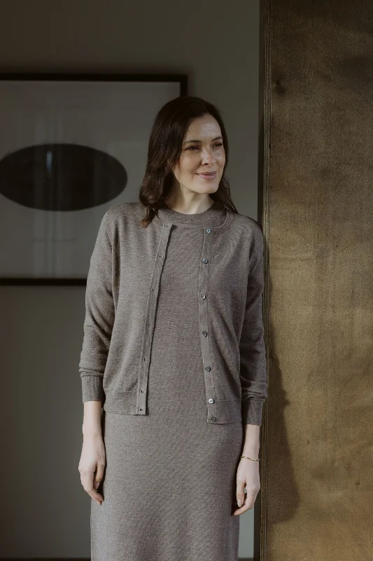 plus size women cardigan for comfortable layeringClassic Merino Cardigan - Cinnamon