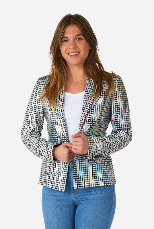 Single - Breasted Women's Tweed Blazers with Gold Buttons for a Classic LookDiscoballer Single - Breasted Women's Tweed Blazers with Gold Buttons for a Classic LookDiscoballer