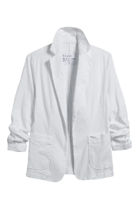 Single - Breasted Women's Tweed Blazers with Gold Buttons for a Classic LookFrank & Eileen Dublin Blazer in White Linen Single - Breasted Women's Tweed Blazers with Gold Buttons for a Classic LookFrank & Eileen Dublin Blazer in White Linen